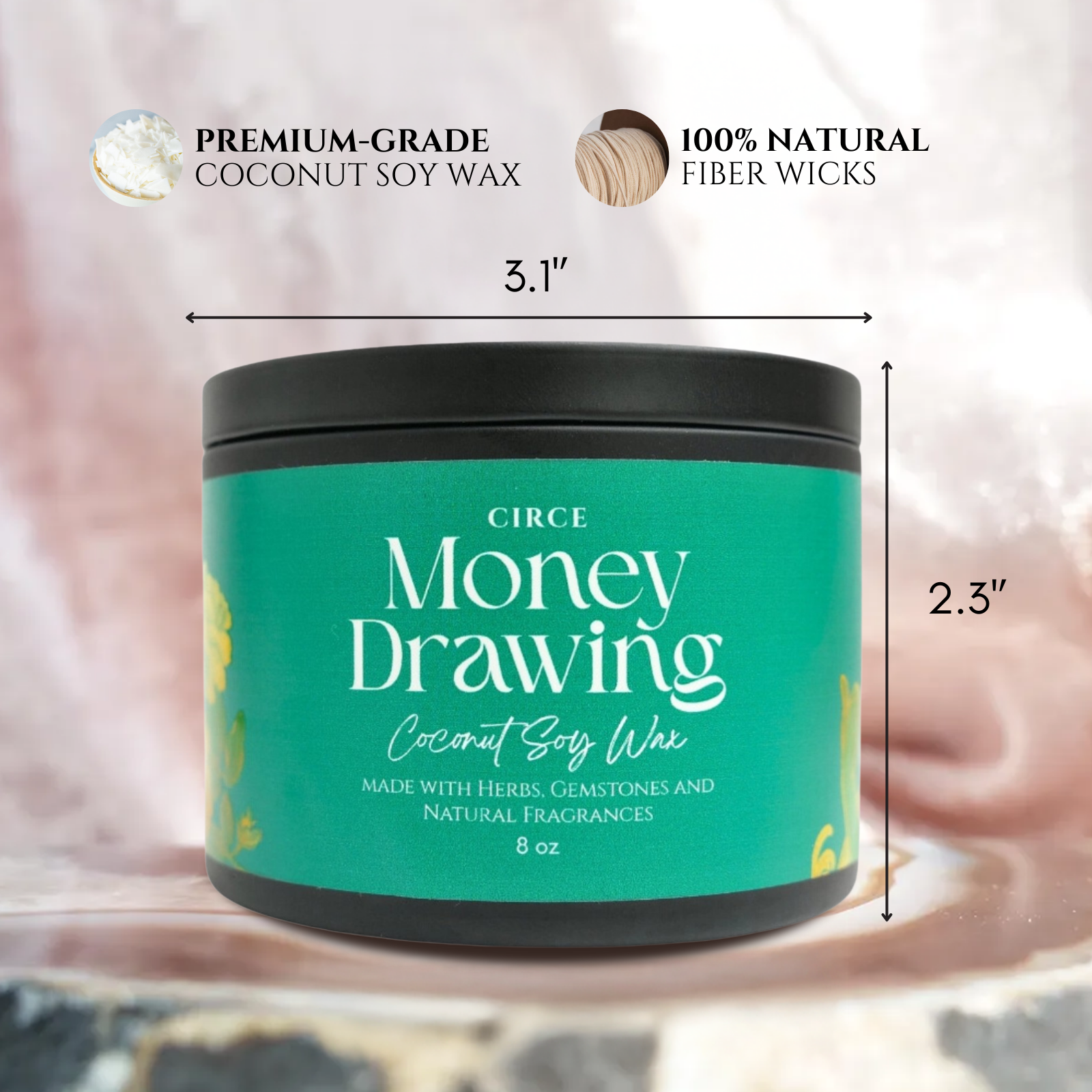 Money Drawing Spell Candle – 8 oz Prosperity & Abundance
